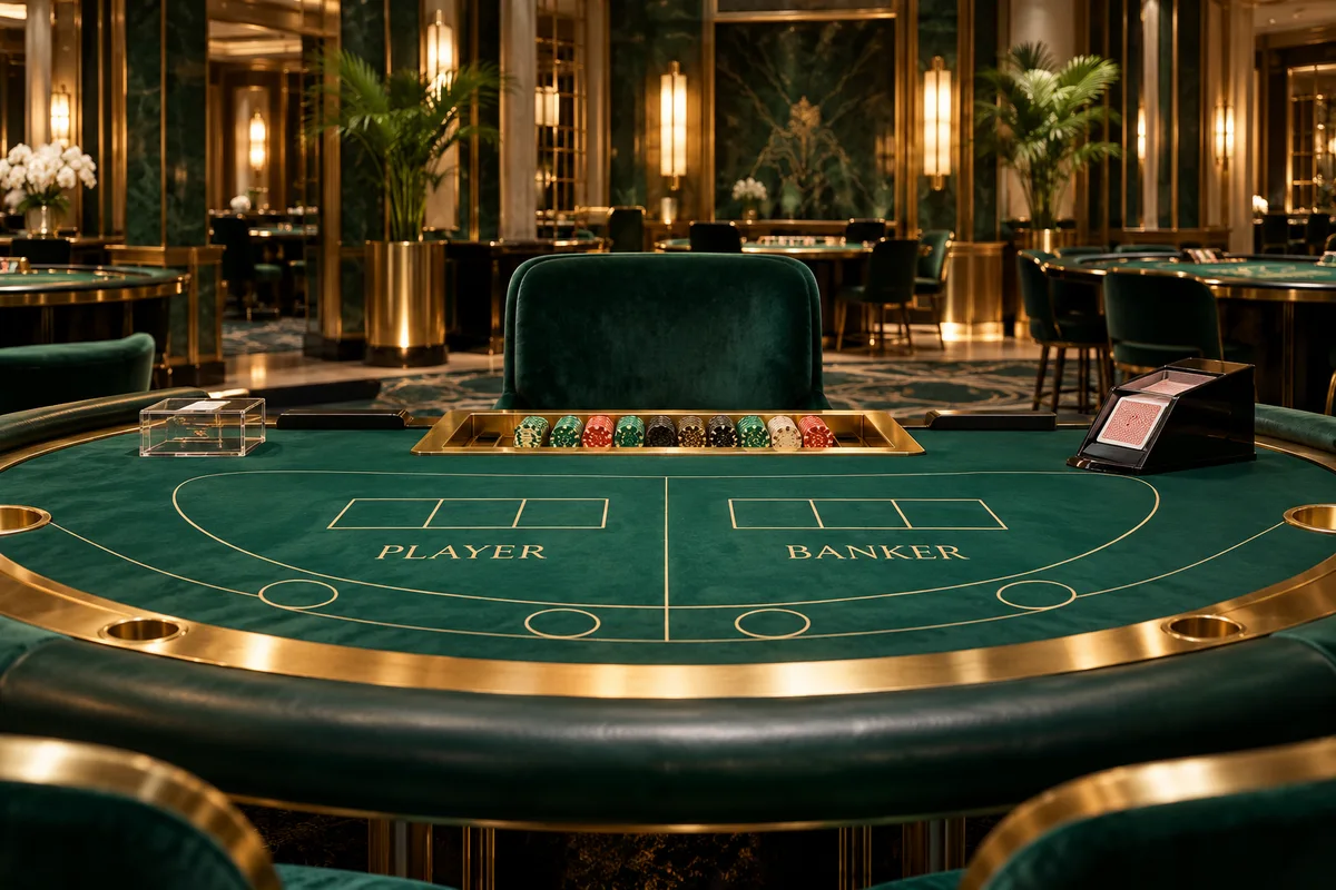 ภาพประกอบสตูดิโอ Live Casino และโต๊ะบาคาร่า